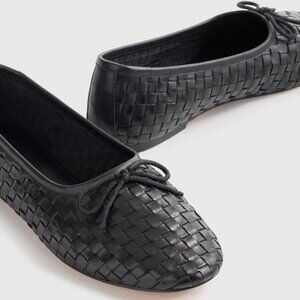 NWT Quince Italian Leather Handwoven Ballet Flat - Black - Size 10